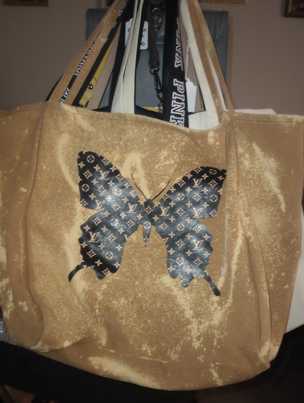 Fashion Butterfly Print Canvas Tote Bag
